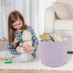 Cotton Rope Basket For Girls Boys Kids 16”X14” Baby Laundry Basket Nursery Bin Round Woven Baskets Organizer For Storage Toys Blankets Shoes Clothes purple