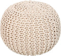 REDEARTH · Round Pouf Ottoman - Cable Knitted Boho Poof - Home Décor Cord Pouffe Handmade Circular Footrest for Living Room - Bedroom - Kids Bedroom - 100% Cotton Pouf (18" x 18" x 14") - Ivory
