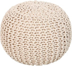 REDEARTH · Round Pouf Ottoman - Cable Knitted Boho Poof - Home Décor Cord Pouffe Handmade Circular Footrest for Living Room - Bedroom - Kids Bedroom - 100% Cotton Pouf (18" x 18" x 14") - Ivory