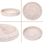 Hipiwe Round Key Bowl for Entryway, 9" Decorative Rattan Tray Woven Wicker Storage Holder Serving Basket Tray for Fruit Snacks Candy, Whitewash