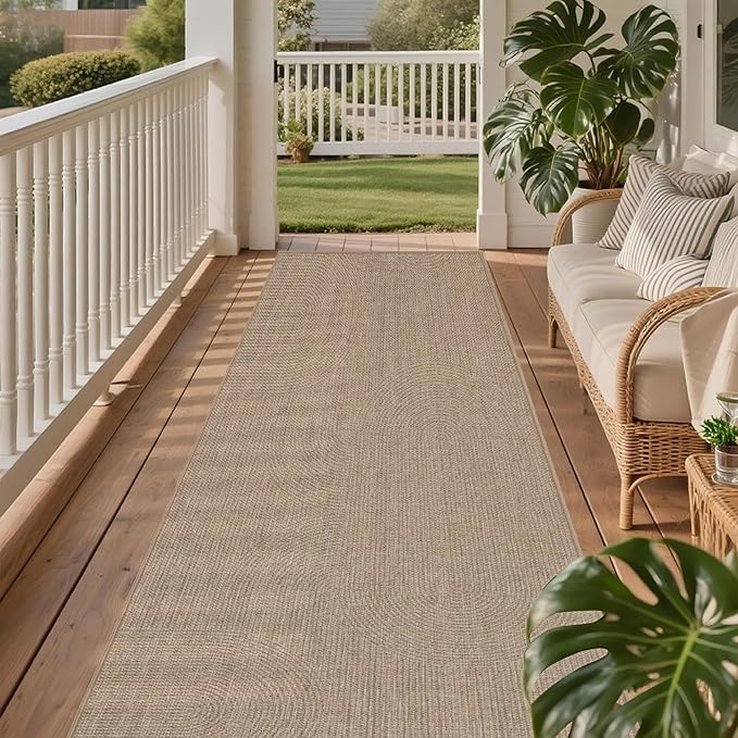 Easy Jute Rug 2.5x8: Indoor Outdoor Natural Boho Area Rugs for Hallway Patio Non Slip - Farmhouse Neutral Contemporary Carpet Mat for Entryway Kitchen Laundry Room Bedroom Washable