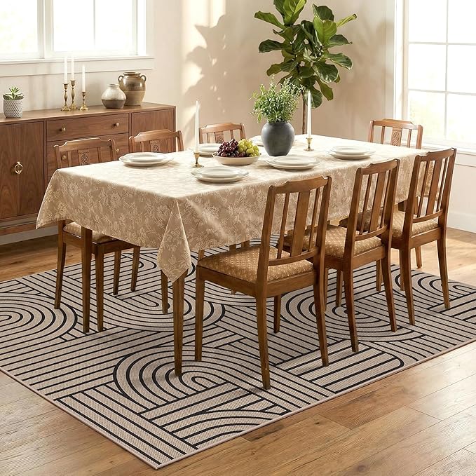 GarveeHome Modern Rainbow Easy Jute 3x5 Rug, Indoor/Outdoor Patio & Entryway Mat, Washable Non-Slip Carpet for Mudroom, Farmhouse Decor, Front Door