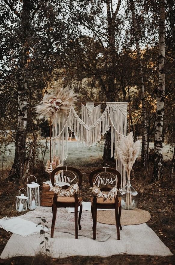 Boho Chic Macrame Curtain & Macrame Arch Bohemian Macrame Wedding Backdrop Decor Home Geometric Fiber Art Decor 59''W*78''L