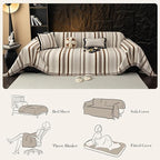 Striped Couch Cover Blankets, Boho Couch Covers, Sofa Blanket Cover for Dogs, Large Couch Covers for 3-4 Cusion Sofa, Chenille Sofas Protector Washable Sectional(1pc/Brown/71 x 150")