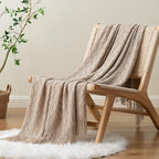 BATTILO HOME Khaki Throw Blankets for Couch, Taupe Lightweight Decorative Blankets and Throws, Boho Warm Knit Blanket for Men and Women, 50"x60"