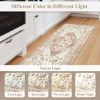 KIMODE Farmhouse Kitchen Mats,Anti Fatigue Kitchen Rugs Sets of 2, Non Slip Waterproof Kitchen Floor Mats, Ergonomic Cushioned Comfort Standing Mat for Laundry, Office, Sink,Desk,Mutil-Khaki