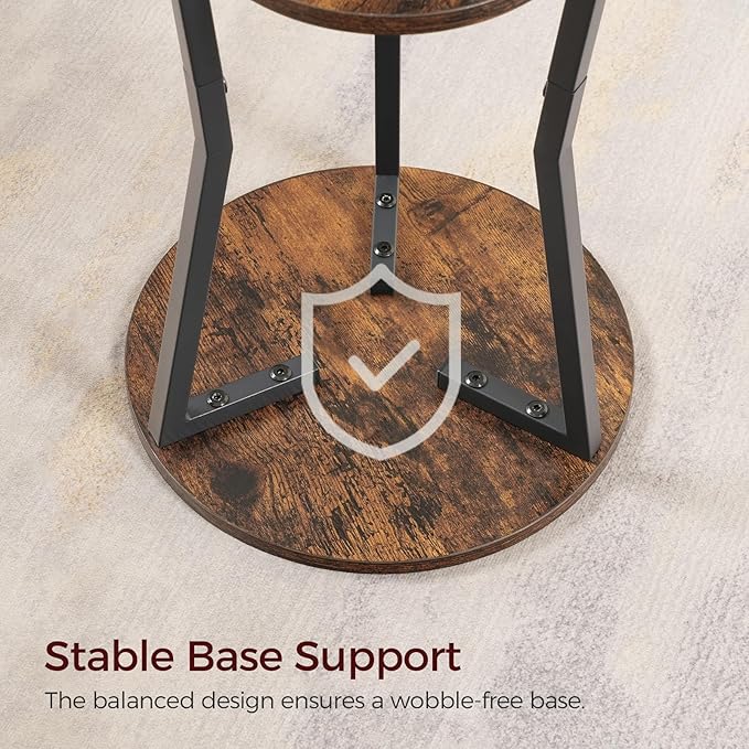 Plant Stand Indoor, 3 Tier Round Corner Plant Stand Indoor, Round Plant Holder Rack, 35" Tall Plant Shelf for Living Room, Balcony, Patio, Rustic Brown and Black PSHR0401
