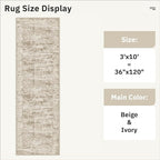 Runner Rug 3x10 Washable Non-Slip Hallway Runner Rugs for Kitchen Bathroom Laundry Room Brown Vintage Floor Carpet Runners for Hallways Entryway