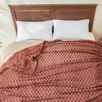 NEWCOSPLAY Super Soft King Blanket Coffee Premium Silky Flannel Fleece 3D Clouds Stylish Jacquard Lightweight Bed Blanket All Season Use 350GSM (Coffee, King(90"x110"))