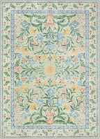 Lahome Sylvie Washable 5x7 Area Rugs, Boho Pink and Green Floral Living Room Rug Non Slip, Vintage Girls Bedroom Indoor Carpet for Nursery Playroom Kitchen, Green/Multi