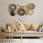 11 Pcs Boho Hanging Wall Basket Decor Handmade Woven Basket Wall Decorative Boho Wicker Baskets Placemats Round Farmhouse Bulrush Art for Rustic Home Decorations Christmas Gift(Assorted)