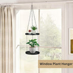 Shinehola Hanging Planters for Indoor Outdoor Plants 9", Plant Hanger Indoor | Metal Hanging Plant Holder, 2-Tier Hanging Planter Shelf, Hanging Basket, No Plant/Pot Included