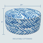 LVTXIII Indoor/Outdoor Inflatable Ottoman, All Weather Round Footrest Stool D21”x H9”, Portable for Patio Garden Camping or Home-Blue Bricks