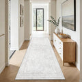 2x8 Hallway Runner Rug: Washable Vintage Floral Entryway Rugs Low Pile Non-Slip Boho Carpet for Kitchen, Bedroom, Bathroom, Dining Room (FloralGrey, 2'x8')