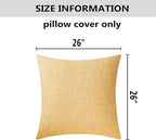 Home Brilliant Large Throw Pillows Linen Decorative Pillow Case European Sham Cushion Spring Pillow Cover for Bench Decor, 26 x 26 inch(66cm), Yellow