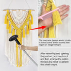 HVEST Yellow Macrame Wall Hanging Boho Tapestry Wall Art Decor,Handmade Woven Bohemian Tapestry with Tassel Craft Ornament Aesthetic Wall Decoration for Bedroom Living Room Apartment Nursery Backdrop