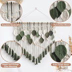 lokeisna Macrame Wall Hanging, Woven Tapestry Beige & Dusty Rose Handmade Craft Macrame Wall Decor, Gallery & Nursery, White Green