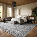 Washable Rugs for Living Room: 9x12 Area Rugs for Bedroom Ultral Soft Non-Slip Stain Resistant Vintage Boho Large Carpet for High-Traffic Dining Room - Farmhouse Decor
