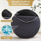 AS AWESLING Round Ottoman Foot Rest Pouf for Living Room Couch - Soft Plush Hassock