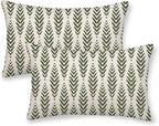 Sage Green Boho Pillow Covers 12 x 20 Inch Pack of 2, Bohemian Ethnic Herringbone Pattern Decorative Throw Pillow Covers Vintage Linen Farmhouse Outdoor Pillowcase for Bedroom Home Sofa Decor