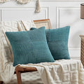 Fancy Homi 2 Packs Teal Euro Decorative Throw Pillow Covers 28x28 Inch for Couch Bed Sofa, Rustic Farmhouse Boho Home Decor, Soft Corss Corduroy Patchwork Textured Square Cushion Case 71x71 cm
