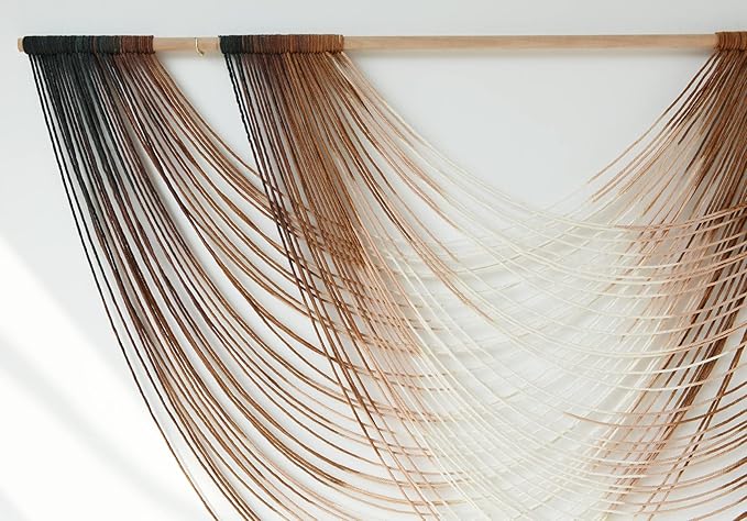 Jakalin Macrame Wall Hanging Dip Dyed Large Fiber Wall Art Macrame Wall Decor Boho Bedroom Living Room Wall Decor,59" W x 35" L