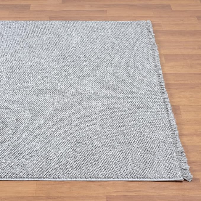 LUXE WEAVERS Solid Machine Woven Gray 2x8 Area Rug, Indoor Stain-Resistant Carpet