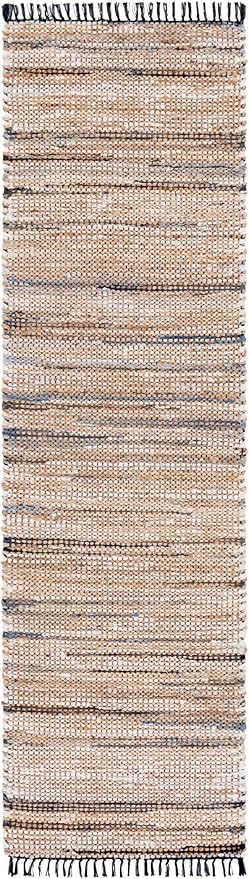 SAFAVIEH Cape Cod Collection Runner Rug - 2'3" x 8', Blue & Beige, Handmade Jute & Denim, Ideal for Living Room, Hallway, Foyer, Bedroom (CAP153M-28)