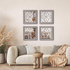 Boho Wall Mirror Decor, Set of 2 Rustic Farmhouse Accent Mirror 12x12 Inch, Square Shatterproof Vintage Style Mirrors for Wall, Small Decorative Mirrors for Living Room, Bedroom(Brown)