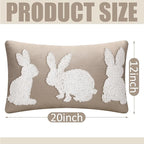 Mixweer Easter Pillow Covers 12 x 20 Inch Bunny Pillow Covers Neutral Easter Bunny Decor Neutral Tufted Embroidery Decorative for Home Living Room Bed Decor