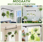 Hanging Planters for Indoor Plants, 64 Inch Heavy Duty Plant Hanger Indoor, 1 Inch Diameter Metal Rod, Hanging Plant Holder for Window Wall, Matte Black, Square Flange Base, Pot Not Included