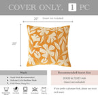 BlissBlush 20x20 Throw Pillow Cover, Mustard Yellow Square Decorative Cushion Cover for Couch Sofa, Floral Tufted Embroidered Velvet Farmhouse Accent Pillowcase (Cover Only)