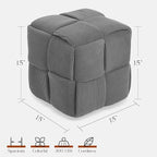 Ottoman Foot Rest Soft and Comfortable Ottoman Square Corduroy Woven Design Sofa Stool (Grey)