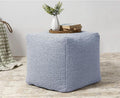 L. R. Resources, Inc. LR Home Handmade Contemporary Solid Boucle Square Indoor Medium Pouf Ottoman, Blue | Foot Rest for Bedroom, Living Room & Dorm Decor | 18 x 18 x 18 Filled Pouf for Seating