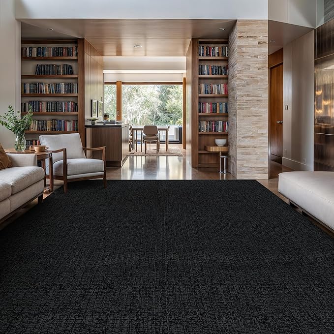 Easy Jute Rugs 8x10 Dark Gray Color Living Room Indoor Outdoor Area Rug for Farmhouse Patio and Kitchen Rug High Traffic Washable Easy to Clean Solid Woven Design Outside Carpet (8 x 10)