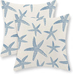 Navy Blue Starfish Pillow Covers 18x18 Set of 2 Coastal Throw Pillows Spring Summer Nautical Ocean Theme Beach Decorative Pillow Cases Farmhouse Outdoor Decor Cushion Case for Home Bedroom