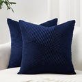 Topfinel Blue Throw Pillow Covers 20x20 Inch Soft Corduroy Decorative Pillow Covers Boho Stripe Textured Patchwork Fall House Decor Cushion Cases for Couch Sofa Bed,Blue