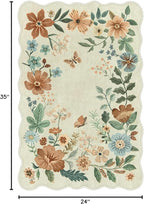 Lahome Floral Small Rug, 2X3 Kitchen Rugs Non Slip Washable Rug Ultra-Thin, Soft Front Door Mat Indoor Entrance Stain Resistant Boho Low-Pile Entry Carpet for Bathroom Bedroom Flore (2x3ft,Beige)