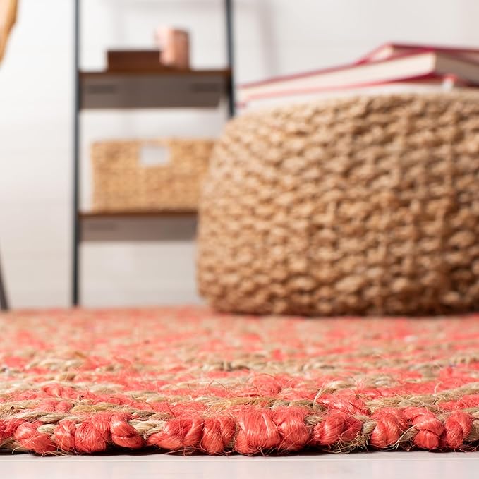SAFAVIEH Natural Fiber Collection Accent Rug - 4' x 6', Fuchsia & Natural, Handmade Boho Diamond Tassel Jute, Ideal for High Traffic Areas in Entryway, Living Room, Bedroom (NF266G)