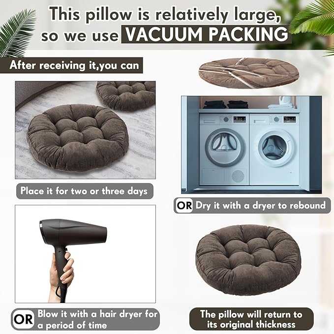 Jerify Floor Pillow Cushions Large Round Square Large Meditation Floor Pillow for Classroom Adult Meditation Picnic Party Seating Learning Daycare School(Round,Graded Grey,4 Pcs)