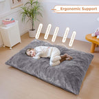 MAXYOYO 3 in 1 Kids Bean Bag Chair Bed, Child Floor Sofa for Gaming, Reading, Faux Fur Floor Mattress with High-Density Foam Filling for Living Room Bedroom