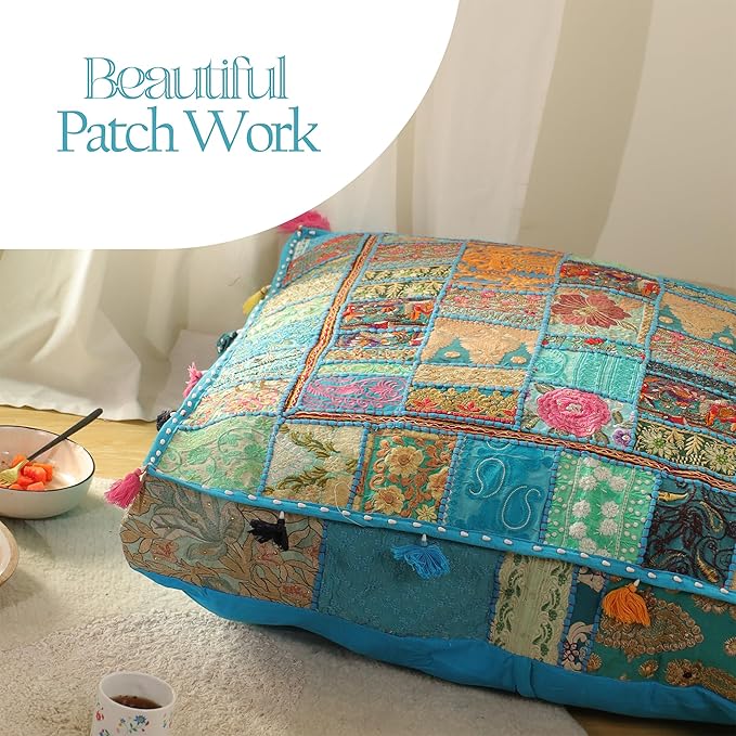 THE ART BOX 35" X 35" Large Boxed Shaped Premium Hypoallergenic Square Stuffer Best for Meditation Floor Pillow Cover, Mandala Ottoman Cushion, Dog Beds, Lounger, Pet Beds