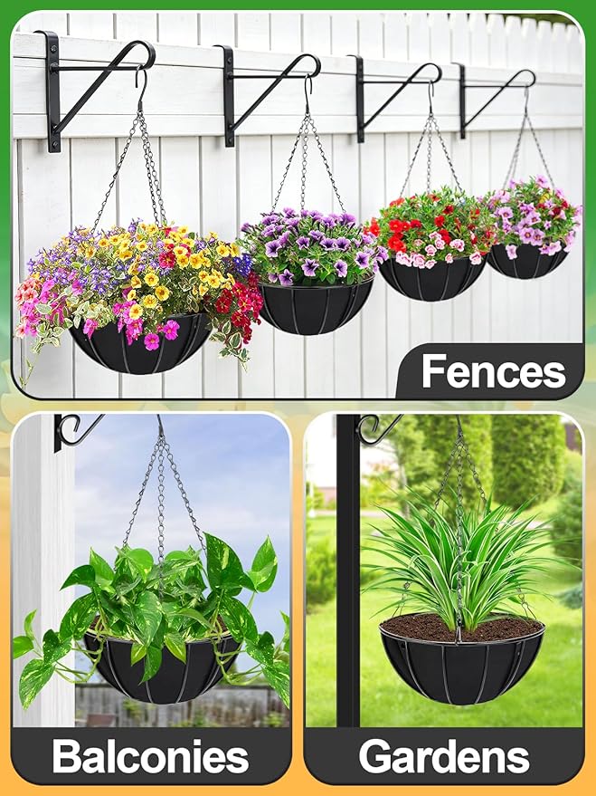 4pcs 16in Thick Felt Hanging Basket Liners - Heavy-Duty 400GSM Non-Woven Fabric Round Planter Liner for Garden Wall Flower Hanging Baskets, Replacement for Coco Fiber Liner