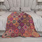 Mandala Indian Bohemian Throw Blanket Paisley Purple Floral Boho Abstract Tribal Blanket for Sofa Bed Couch Chair Or Dorm 50"x60"