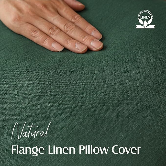 Foindtower Set of 2, Decorative Linen Soild Throw Pillow Covers Soft Accent Euro Cushion Case Farmhouse Neutral Pillowcase for Chair Couch Sofa Bedroom Living Room Home Decor 20 x 20 Inch Pine Green