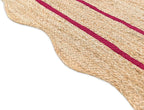 Wave Scalloped Natural Jute Runner, Dark Pink (2'6"x14'): Boho Farmhouse Entryway Scallop Rug