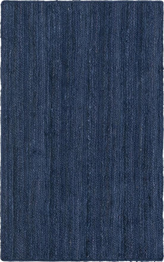 Unique Loom Braided Jute Collection Area Rug - Dhaka (3' 3" x 5' 3" Rectangle, Navy Blue)