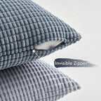 MIULEE Blue Decorative Euro Sham Pillow Covers 24x24 Inch Set of 4 Boho Western Farmhouse Home Decor Couch Throw Pillows Summer Coastal Corduroy Pillowcases Industrial for Sofa Living Room Bed