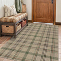 4x6 Easy Jute Large Entryway Rug - Washable Plaid Rug for Small Living Room, Non Slip Farmhouse Decor for Bedroom Bedside, Kitchen, Patio, Porch, Large Foyer Beige & Sage Striped