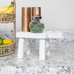 Decorative Textured Wood Pedestal, White